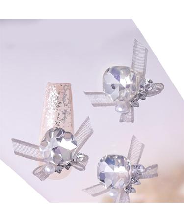 3pcs Nail Art With Rhinestones Organza Bowknot Fingernail Decoration For Salon Home Use Nail Accessories Kit - Buy Online on SooperMarket.com