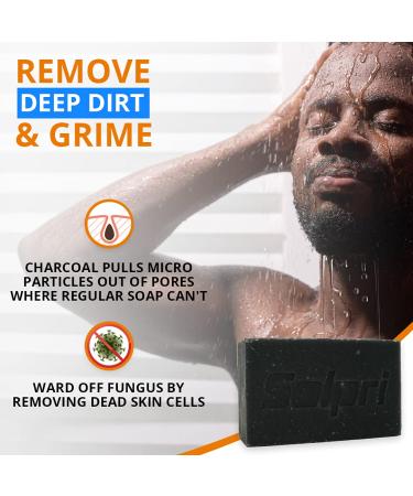 Solpri Shield Exfoliating Charcoal Soap Bar for Athjsonlete's Foot - Lemongrass Tea Tree - 4 oz (2 Pack) - Buy Online on SooperMarket.com