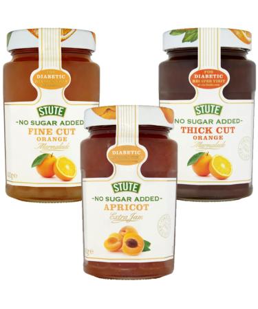 Diabetic Jam Bundle with Stute Fine Marmalade 430g Diabetic Apricot Jam 430g and Diabetic Thick Marmalade 430g (3 Pack)