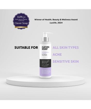 Clever Soap 2% Probiotic & Prebiotic Face Wash - Natural Antibacterial Daily Facial Cleanser - Suitable For Acne Eczema & All Skin Types - Fragrance Free For Men & Women - Buy Online on SooperMarket.com