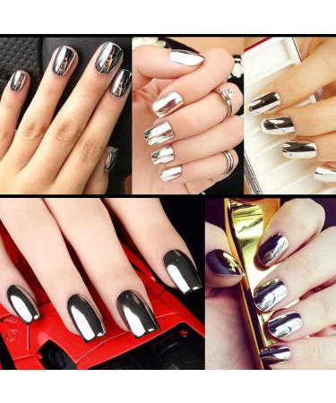 Nail Powder Hisight 2pcs - Mirror Glitter Chrome Pigment Powder for Nail Art - Gold Silver Sequins with Sponge Stick - Buy Online on SooperMarket.com