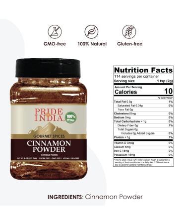 Pride of India Natural Cinnamon Ground - 8 oz Gourmet Spice for Sweet & Savory Dishes - Fresh & Pure - Easy to Use - Ideal for Restaurant Use - Buy Online on SooperMarket.com