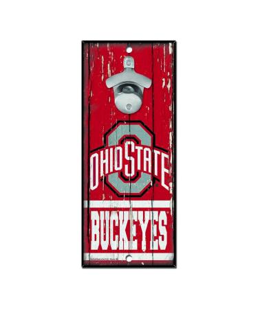 WinCraft NCAA Ohio State Buckeyes 5x11 Wood Sign Bottle Opener, Team Colors, 5"x11"