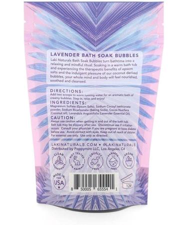 Laki Naturals Lavender Epsom Soak Bath Bubbles - 20oz (566g) | Coconut-Based, Paraben-Free Detox Bubble Bath with Epsom Salts for Relaxation - Buy Online on SooperMarket.com
