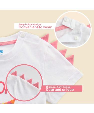 1st Birthday Girl Dinosaur Party T-Shirt | Baby B-Day Themed Tee | Gift for 1 Year Old - White - Buy Online on SooperMarket.com