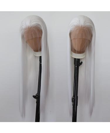 Snow White Long Straight Synthetic Lace Front Wig for Black Women - Heat Resistant Fiber, Natural Hairline with Baby Hair - Perfect for Cosplay and Daily Wear - Buy Online on SooperMarket.com