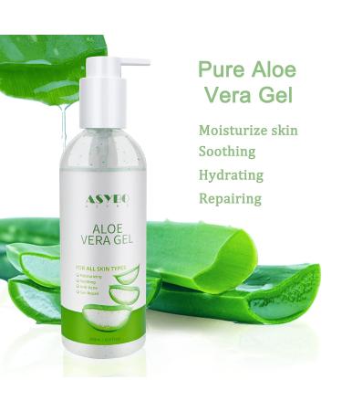 ASYBO Aloe Vera Gel 250ml - 100% Natural Pure Hydrating Moisturizer for Face, Soothing and Moisturizing, After Sun Care, Reduce Acne, Repair Scars - Ideal for All Skin Types - Buy Online on SooperMarket.com