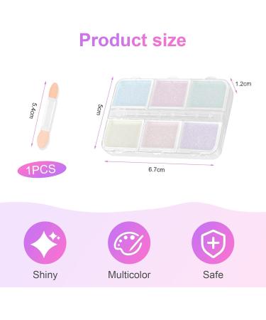 URAQT Chrome Nail Powder Set - 6 Colors Holographic Glitter Dust Powders for Manicure - Mirror Effect Pearl Pigment with Sponge Brush - DIY Nail Art Decoration - Buy Online on SooperMarket.com