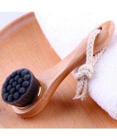 Facial Cleansing Brush Manual Face Brush Bamboo Charcoal Bristles Wooden Handle Deep Pore Exfoliation Wash Makeup Massaging Brush Manual Face Brush - Buy Online on SooperMarket.com