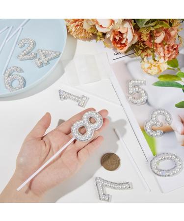 CRASPIRE 10 Sets Number Cake Topper Imitation Pearl Rhinestone 0-9 Number White Birthday Cake Plug in Decorations for Birthday Party Wedding Anniversary Supplies - Buy Online on SooperMarket.com