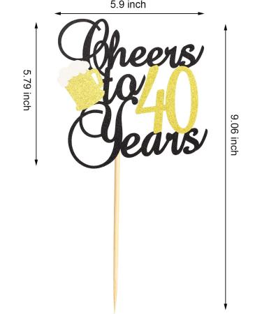Arthsdite Cheers to 40 Years Cake Topper with Beer 40th Birthday Cake Picks Forty Years Old Birthday Party Decorations Supplies- Black Gold Glitter Black Gold 40 - Buy Online on SooperMarket.com