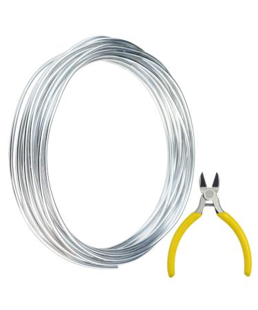 obmwang 32.8 Feet Silver Aluminum Wire with 1 Side Nose Plier  Bendable Metal Craft Wire Armature Wire for Doll Skeletons  DIY Crafts  Halloween Decorations (3 mm Thickness)