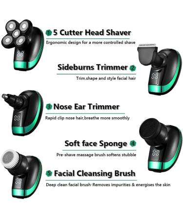 Buy Electric Shaver with 5 Floating Heads - 5 in 1 Rechargeable Men s Razor Hair Clipper Facial Brush & Nose/Ear Trimmer - Fast International Shipping - Buy Online on SooperMarket.com