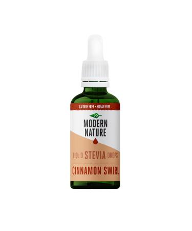 Modern Nature Cinnamon Swirl Flavour Drops - Liquid Stevia Drops Sweetner - Zero Calorie Sugar Free Coffee Syrup Alternative - Flavoured Coffee Protein Powder Yoghurt Tea Vegan Keto Sweetener 50ml