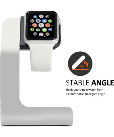 Tranesca Watch Charger Stand Holder Dock for Series 8/7 / 6/5 / 4/3 / 2/1/ SE (38mm / 40mm / 41mm / 42mm / 44mm / 45mm) - Silver Grey - Must Have Watch Accessories - Buy Online on SooperMarket.com