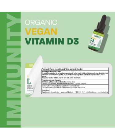 Certified Organic VEGAN Plant-Based Vitamin D3 Drops - 1000IU per drop - 490 Servings - Unflavoured - DUO PACK 2X 13.5ml - Immune System Support - Made in Canada 13.5 ml (Pack of 2) - Buy Online on SooperMarket.com