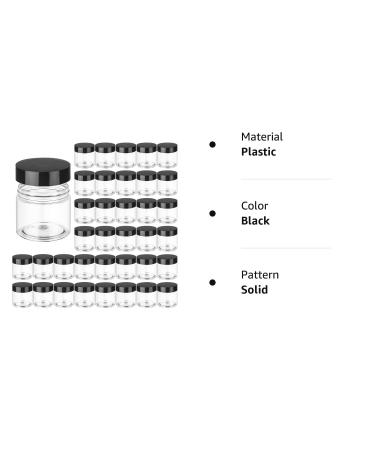 36-Piece 2 oz Black Plastic Cosmetic Jars with Inner Liners and Leak-Proof Lids - Ideal for Lotions, Ointments, and Travel Makeup Storage - Buy Online on SooperMarket.com