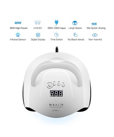 BOLASEN UV LED Nail Lamp 80W - Fast Dryer for Gel Polish - Professional UV Light with 4 Timers - Auto Sensor - Home & Salon Use - Gift for Women - SUNX Plus Nail Lamp - Buy Online on SooperMarket.com