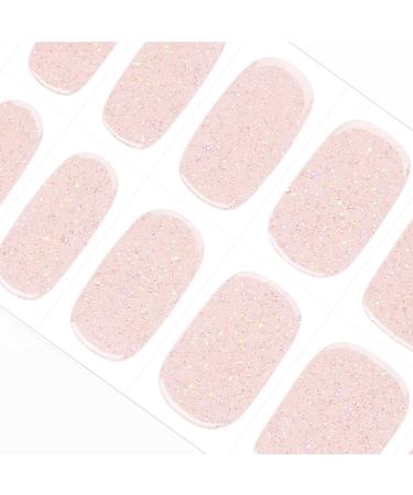 DANNI & TONI 28 Stickers Semi Cured Gel Nail Polish Strips Gel Nail Stickers (Glitz) Salon-Quality Gel Nail Polish Strips Manicure Stickers Set Peach Puff with Colourful Shimmer