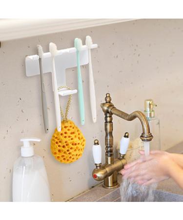 Lencyotool Self-Adhesive Toothbrush Holder | Bathroom & Kitchen Organizer for Razors Brushes & Toothpaste - White Bathroom Accessories - Buy Online on SooperMarket.com