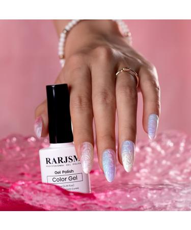 RARJSM Pearl Gel Nail Polish Set - 6 Colors Pearlescent Shell Glitter | White Gold Pink Green Purple Shimmer | Mermaid Nail Gel Soak Off | DIY Manicure with Swirl Thread Effect | LED UV Curing Required - Buy Online on SooperMarket.com