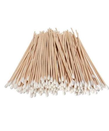 Haishell 100 Pcs 6 Inch Extra Long Cotton Swabs with Wooden Handle Natural Pure Cotton Buds Ear Picks
