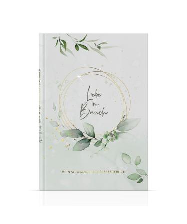 Meinbaby123 pregnancy diary of high quality gold -plated diary for pregnancy to enter gifts for pregnant women my pregnancy (mint eucalyptus)