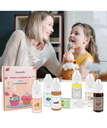 SunyamGo 10 Pack Concentrated Flavoring Extracts for Baking, Candy, Lip Gloss - 35 Fl Oz Bottle - Vanilla, Chocolate, Watermelon, Banana, Mint, Caramel - Buy Online on SooperMarket.com