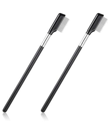 Metal Eyelash Brush 2 Pieces Grooming Eyelash Separator Mascara Metal Eyelash Comb Separated Lash Make up Brush Comb Cosmetic Eyelashes Separator Curler Eye Makeup Brush Tool for Women Girls