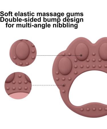 VESONE Dunkelpink Silicone Bite Rings for Babies & Toddlers - Food-Safe Sensory Toys Paw-Shaped Teething Tools - Buy Online on SooperMarket.com