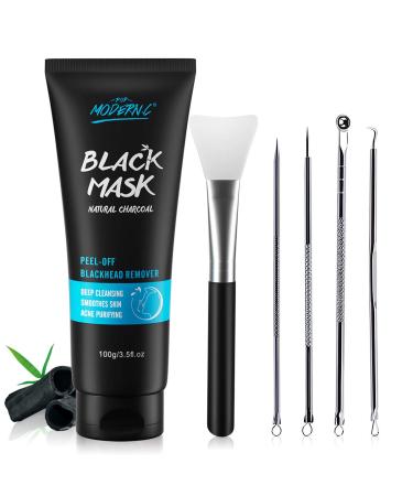 Blackhead remover mask blackheads Mask peel off black mask blackhead remove mask bamboo coal black mask skin cleaning remove acne blackheads extraction tool kit and mask brush