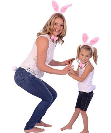Rabbit Ears Headband Bunny Costume 3 Sets Rabbit Ears Headband and Tail Bow Tie for Adult Children Cosplay Christmas Carnival Party - Buy Online on SooperMarket.com