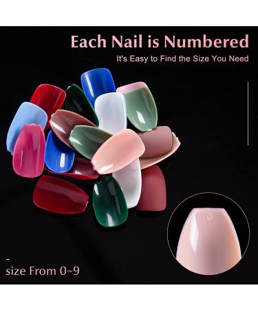 500pcs Coffin Nails - Acrylic False Nail Tips for Salons & DIY - 10 Sizes Ballerina Style - Buy Online on SooperMarket.com