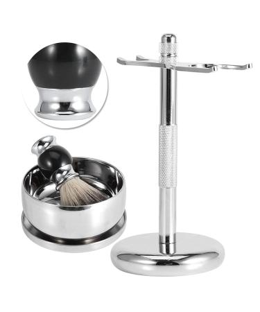 Professional Mens Shaving Kit: Faux Badger Hair Brush Alloy Soap Bowl & Stand Holder - Perfect for a Luxurious Grooming Experience - Buy Online on SooperMarket.com