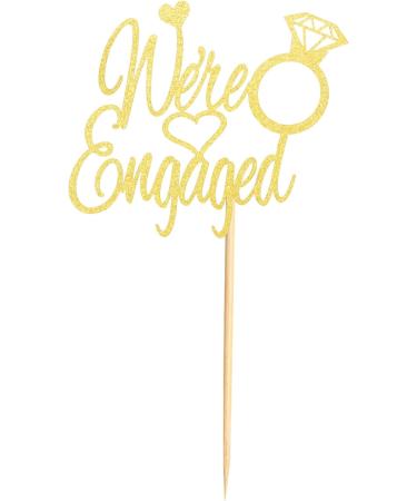 Arthsdite We're Engaged Cake Topper Bridal Shower Cake Pick Decorations for Wedding Engagement Theme Party Decorations Supply - Gold Glitter Gold We Are Engaged Cake Topper - Buy Online on SooperMarket.com