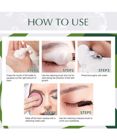 100ml Eyelash Extension Cleanser & Lash Mousse | Lash Shampoo for Extensions with Mascara Brush & Reusable Makeup Remover Pad - Buy Online on SooperMarket.com
