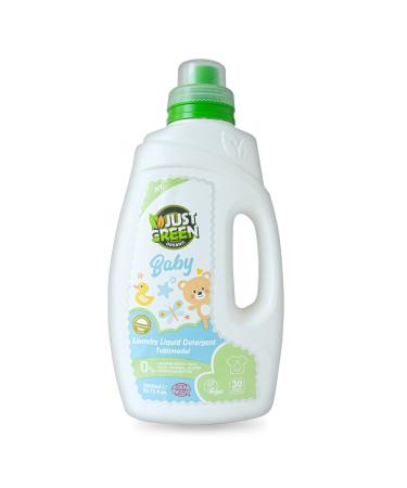 Just Green Organic Baby Laundry Liquid 1500ml Dermatologically Tested Hypoallergenic Vegan Baby Liquid Detergent No Chlorine & No Paraben & No Gluten Recyclable Bottle 1.50 l (Pack of 1)