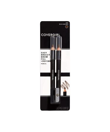 COVERGIRL Easy Breezy Brow Fill + Define Pencils 2-count Rich Brown Eye & Eyebrow Pencil Set with Sharpener - Blendable for Defined Brows - Buy Online on SooperMarket.com
