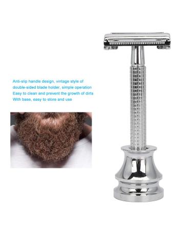 Manual Copper Safety Razor for Men - Silver Beard Shaving Tool with Base | Eco-Friendly Shaving Solution - Buy Online on SooperMarket.com