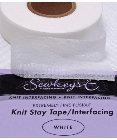 White - 1 Fusible Knit Stay Tape - 1 X 25 Yards SewkeysE Extremely Fine Knit Interfacing Sold by The 25 Yard Roll (KST1-WH) M494.08