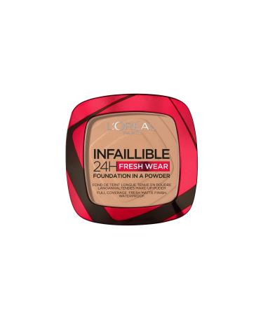L'Or al Paris Infallible 24H Fresh Wear Foundation in a Powder Full-coverage Longwear Weightless Smooth Finish Water-proof and Transfer-proof 220 Sand 220 Sand 9 g