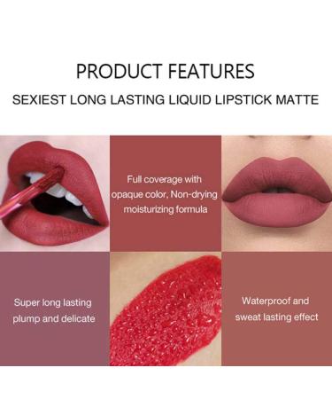 6 Colors Matte Lipstick Set for Women | Long-Lasting & Waterproof Lip Gloss | Non-Stick Cup | Lip Makeup Gift Set - Color A - Buy Online on SooperMarket.com