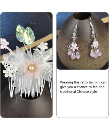 OSALADI 1 Set Hairpin Earring Set Flower Tassel Hairpins Dangle Earrings Flower Pearl Side Comb Dangle Rhinestone Earrings Floral Headpiece Flower Tassel Hair Fork Sweet China Miss Alloy - Buy Online on SooperMarket.com