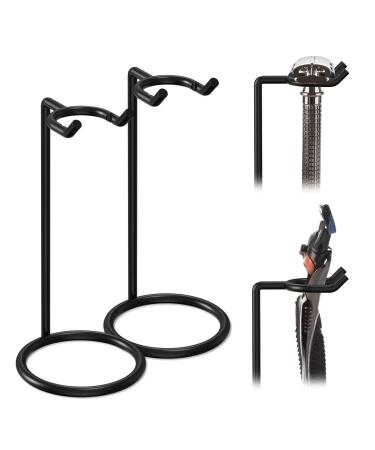 Linkidea razor planer stand stainless steel shaving brush holder men's base compatible with razor plane Gillette Fusion 5 Proshield Mach 3 Classic - Black - 2 Pack