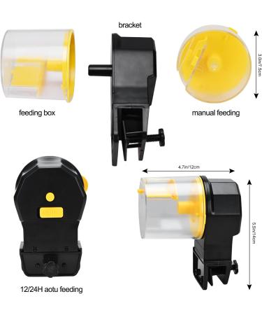Podazz Automatic Fish Feeder 100/210ml Fish Food Dispenser Aquarium Tank Auto Timer with Two Feeding Boxes for Holiday Vacation Weekend Yellow - Buy Online on SooperMarket.com