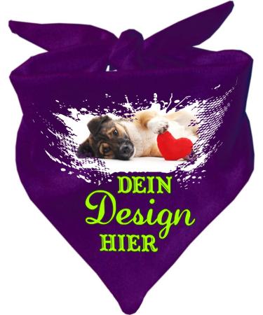 Dog triangular scarf personalized with your desired motif (color: dark purple) (size 2 (68 cm)) 68 x 20 purple