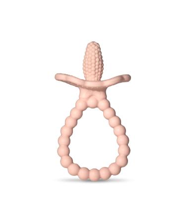 RaZbaby Silicone Baby Teether  BerryBumps Textured Silicone Soothes Babies  Sore Gums  Infant Front and Back Teething Relief Toy  BPA Free  Easy-to-Hold  RaZberry Plus Fruit Shape  3M+   Pink