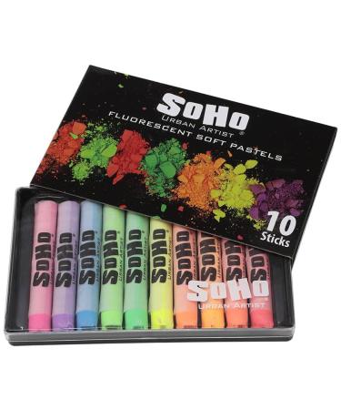 Soho Urban Artist Soft Pastels Set of 10 Bright Fluorescent Neon Colors  Vibrant Pastel Sticks for Art  Drawing  Blending  Layering  Shading