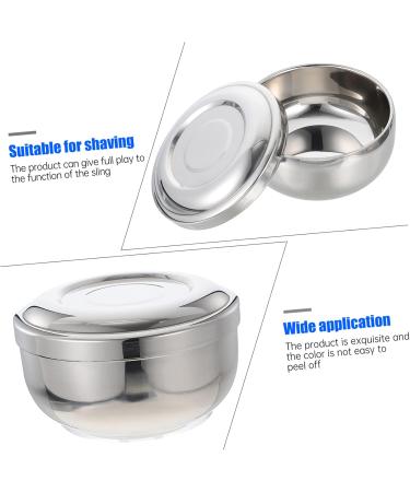 Beavorty 2-Pack Razor Cup Bowl - Men's Shaving Foam Container with Steel Lid | Durable Hairdresser Accessories | 11x5.5cm | Silver - Buy Online on SooperMarket.com