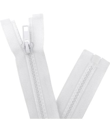 Sawoake 2PCS 5 6 Inch Separating Jacket Zippers for Sewing Coats Jacket Zipper White Molded Plastic Zippers Bulk Tailor DIY Sewing Tools for Garment/Bags/Home Textile